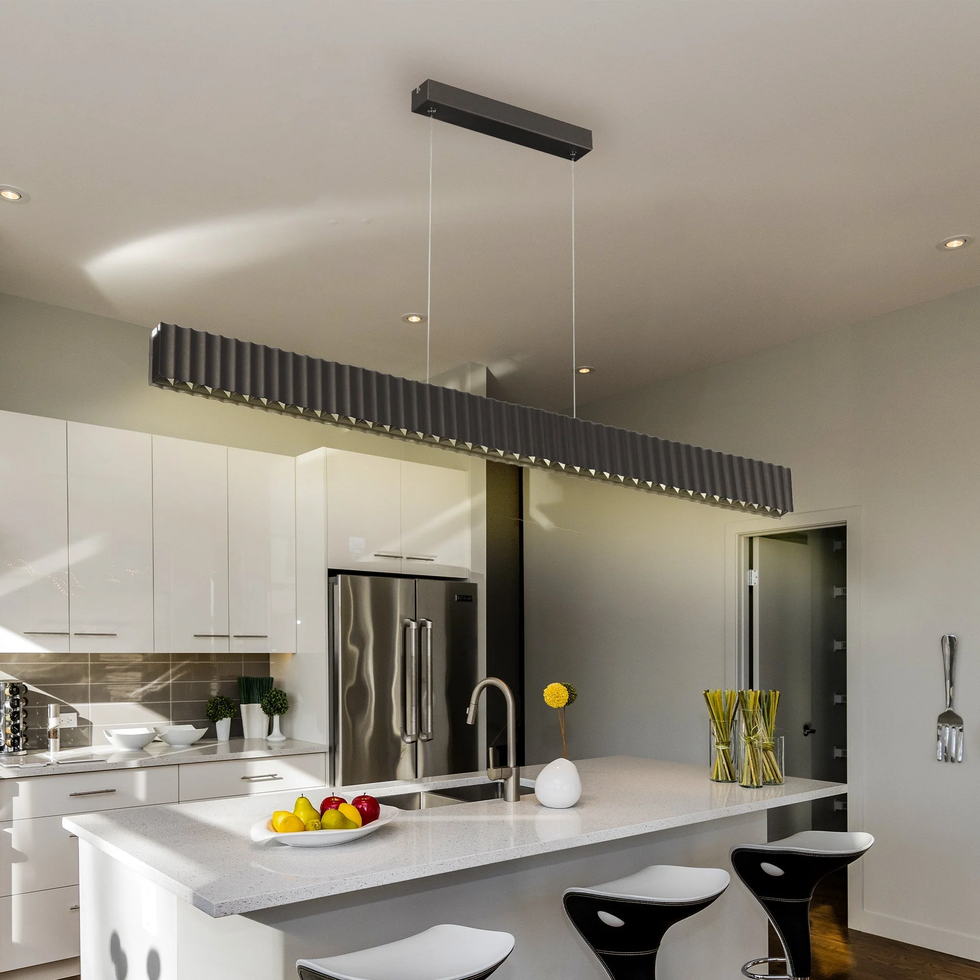 Skyline Brilliance Linear LED Pendant Light 78W 3000K in Black or White or Gold | Lighting Creations - Image 8