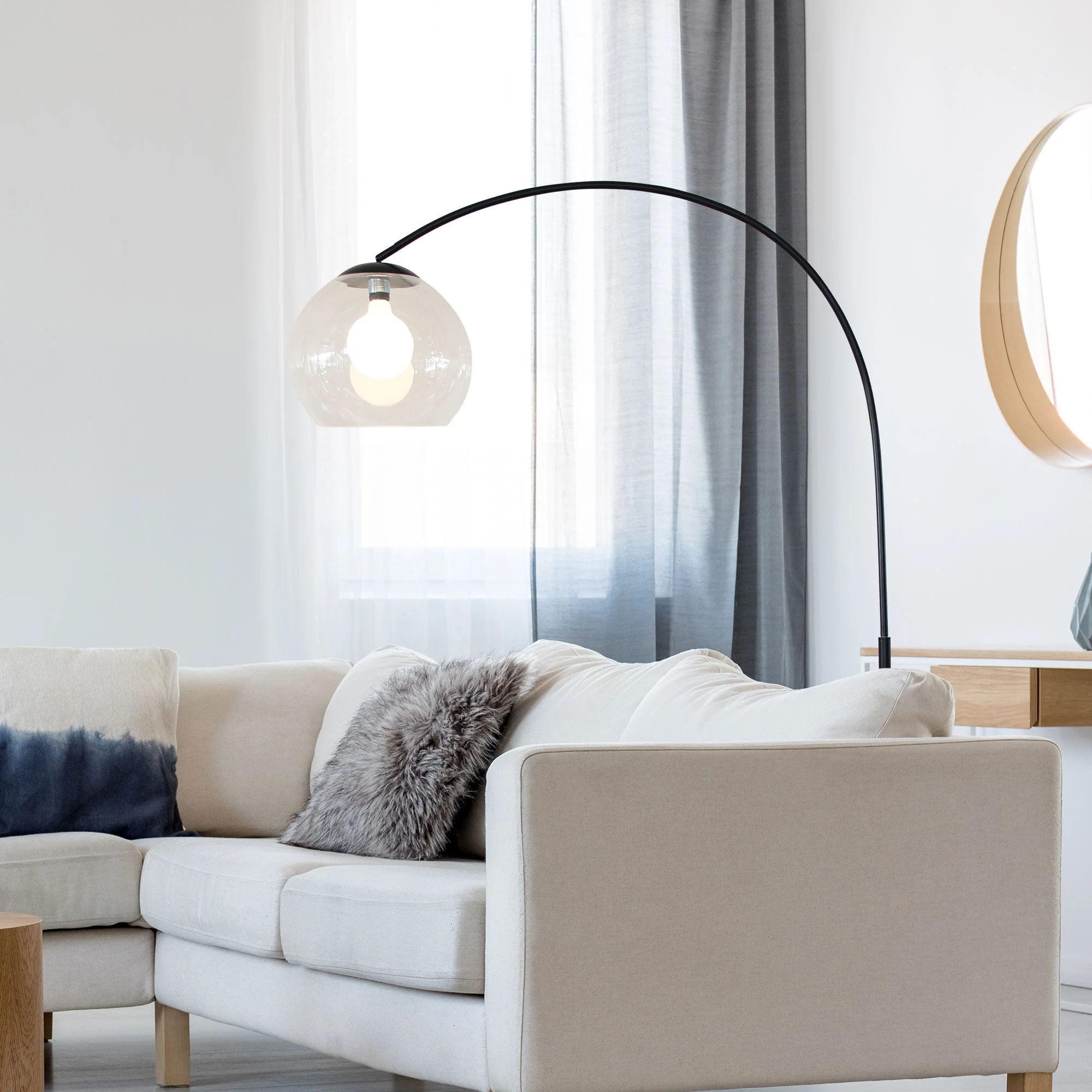 Over 1 Light Floor Lamp Arc Black With Acrylic Shade - SL91207BK - Image 2