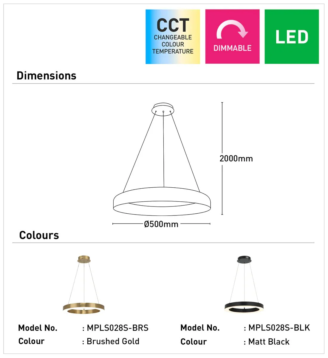 Small Modern Large LED Pendant Light with remote 60W Black, Brass - Image 3