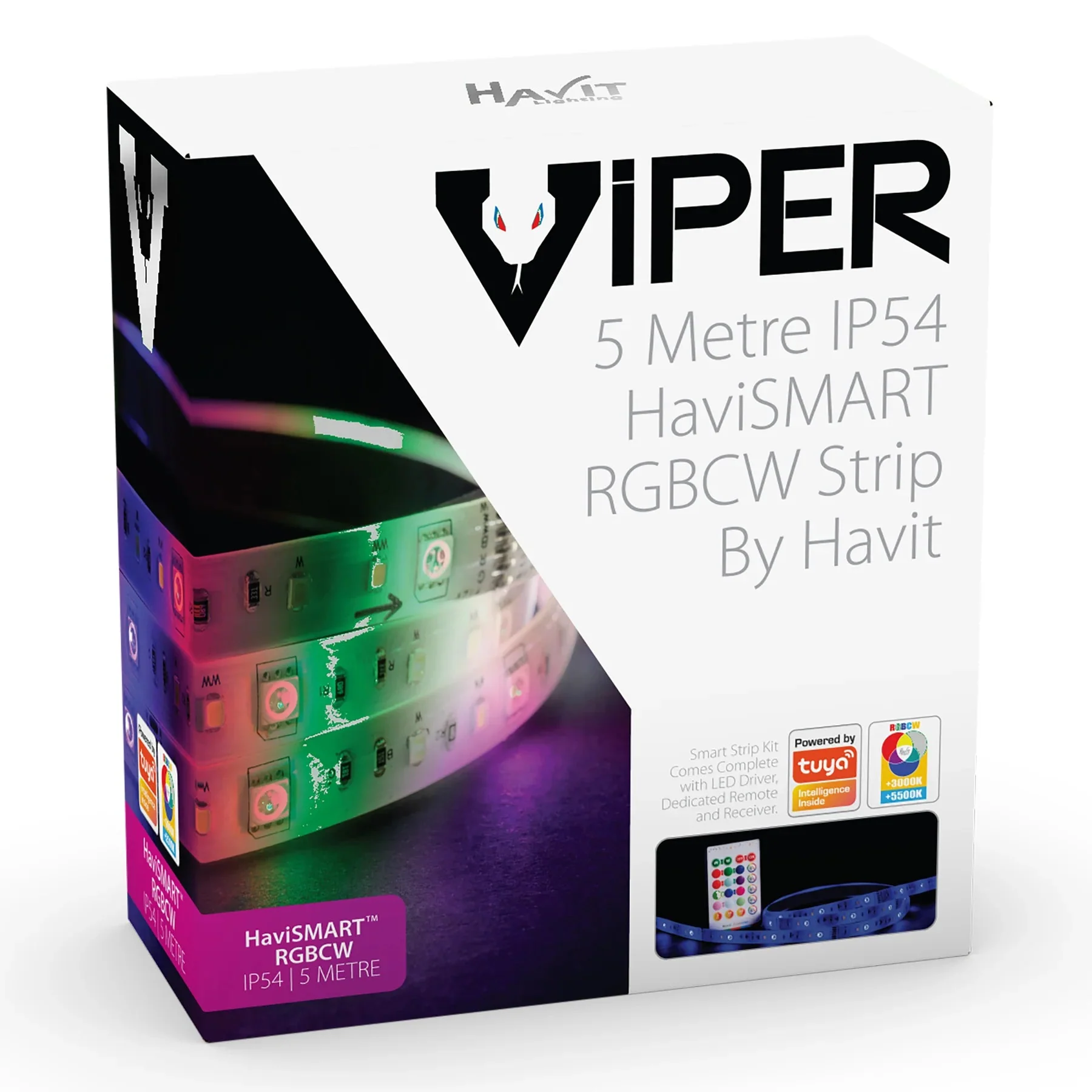 SMART RGBCW LED Strip Kit 7.2w 5m Havit Lighting - VPR9752IP54-72-5M