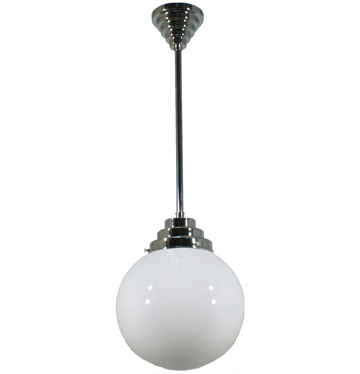 Sphere 8" or 10" or 12" 1 Light ROD Pendant Light - Black/Chrome/Polished Brass/Chrome Retro - Image 4