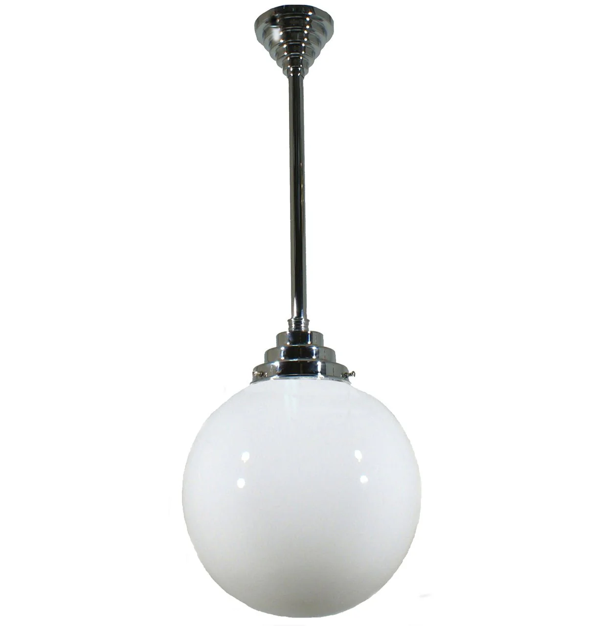 Sphere 8" or 10" or 12" 1 Light ROD Pendant Light - Black/Chrome/Polished Brass/Chrome Retro - Image 8