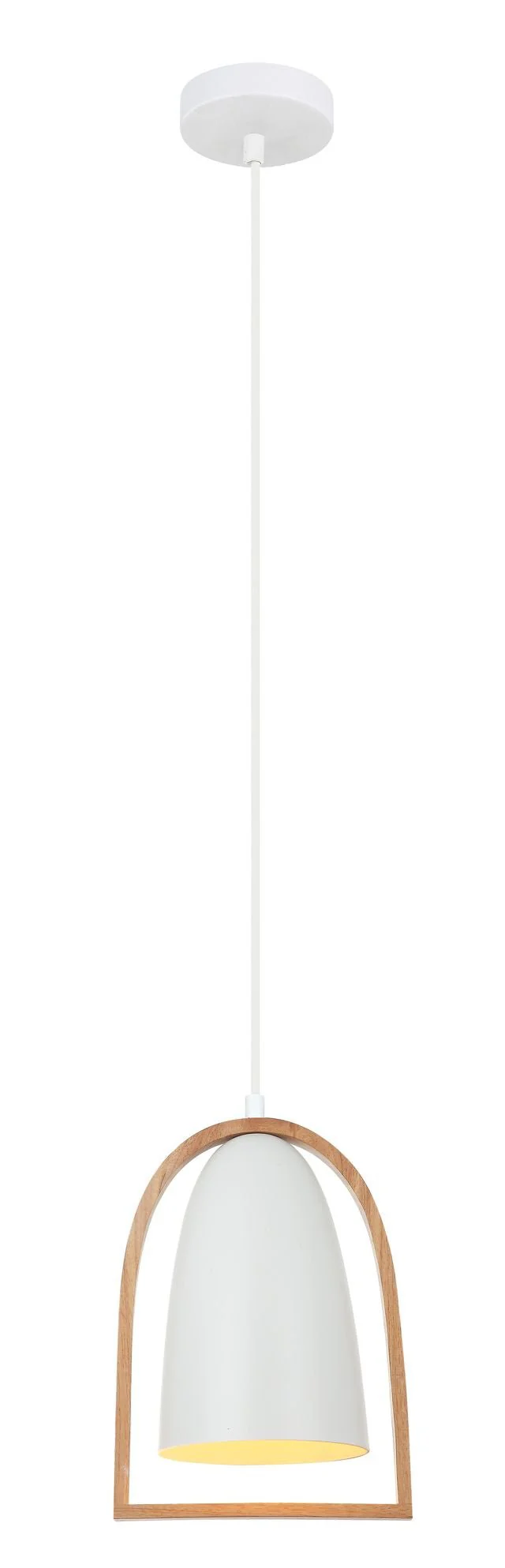 Swing Pendant Light in Oblong, Dome or Ellipse Wood Frame (White or Black) - Image 6
