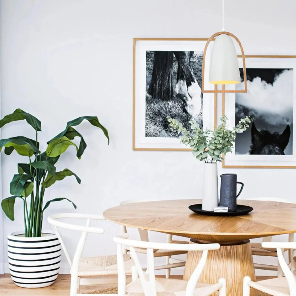 Swing Pendant Light in Oblong, Dome or Ellipse Wood Frame (White or Black) - Image 7