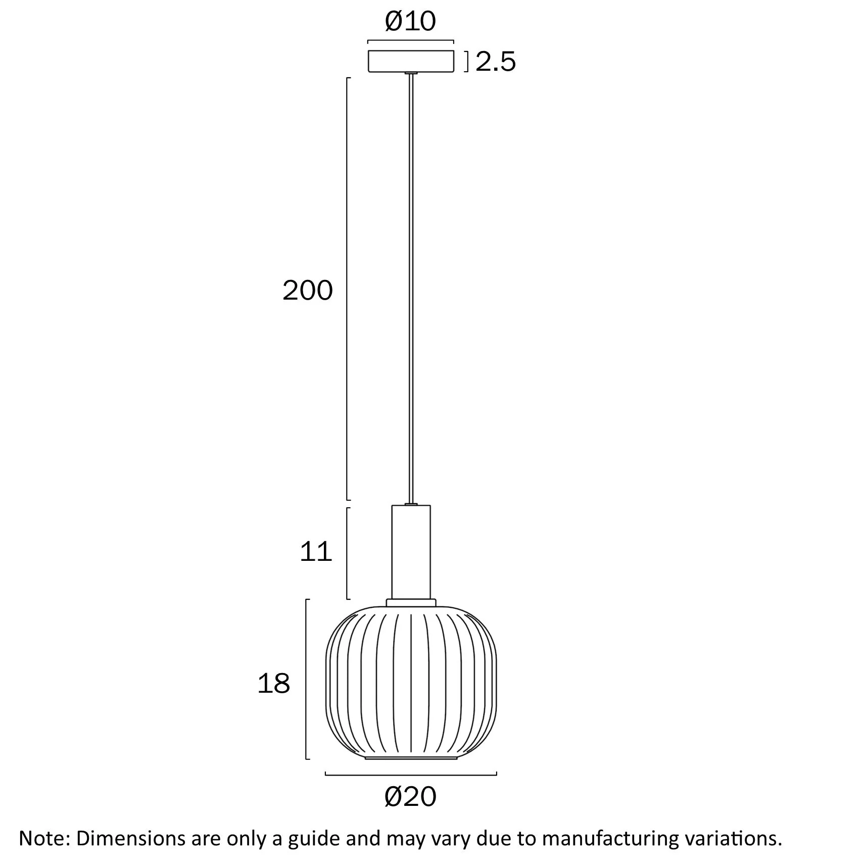 Telbix Aosta 20CM Pendant Light Black - AOSTA PE20-BKFR - Image 3