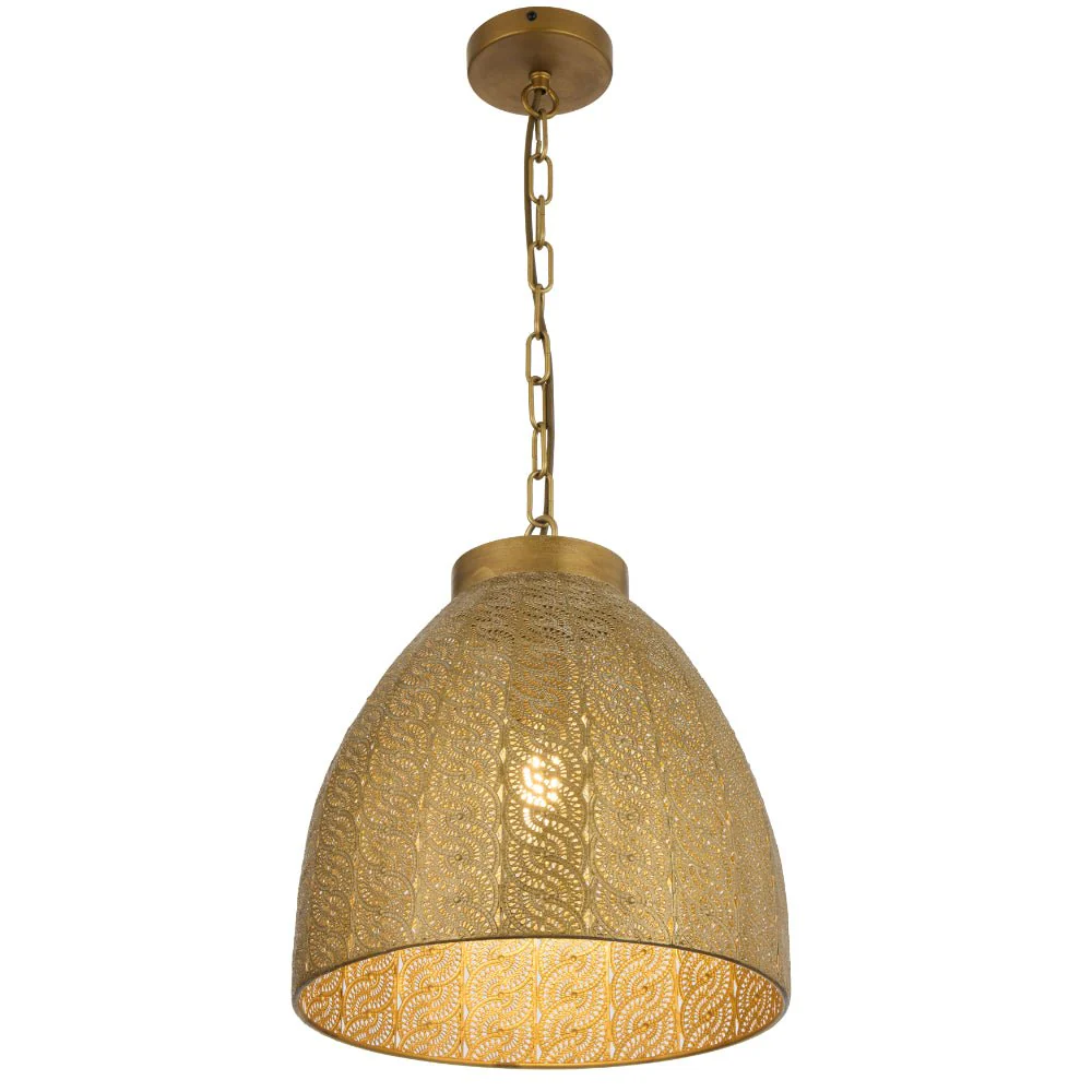 Telbix Aydin 35cm 1 Light Pendant Antique Gold AYDIN PE35-AB