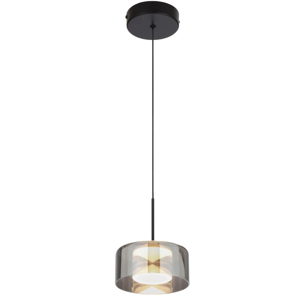 Telbix Cedro 1 Light Pendant Black/Smoke Glass