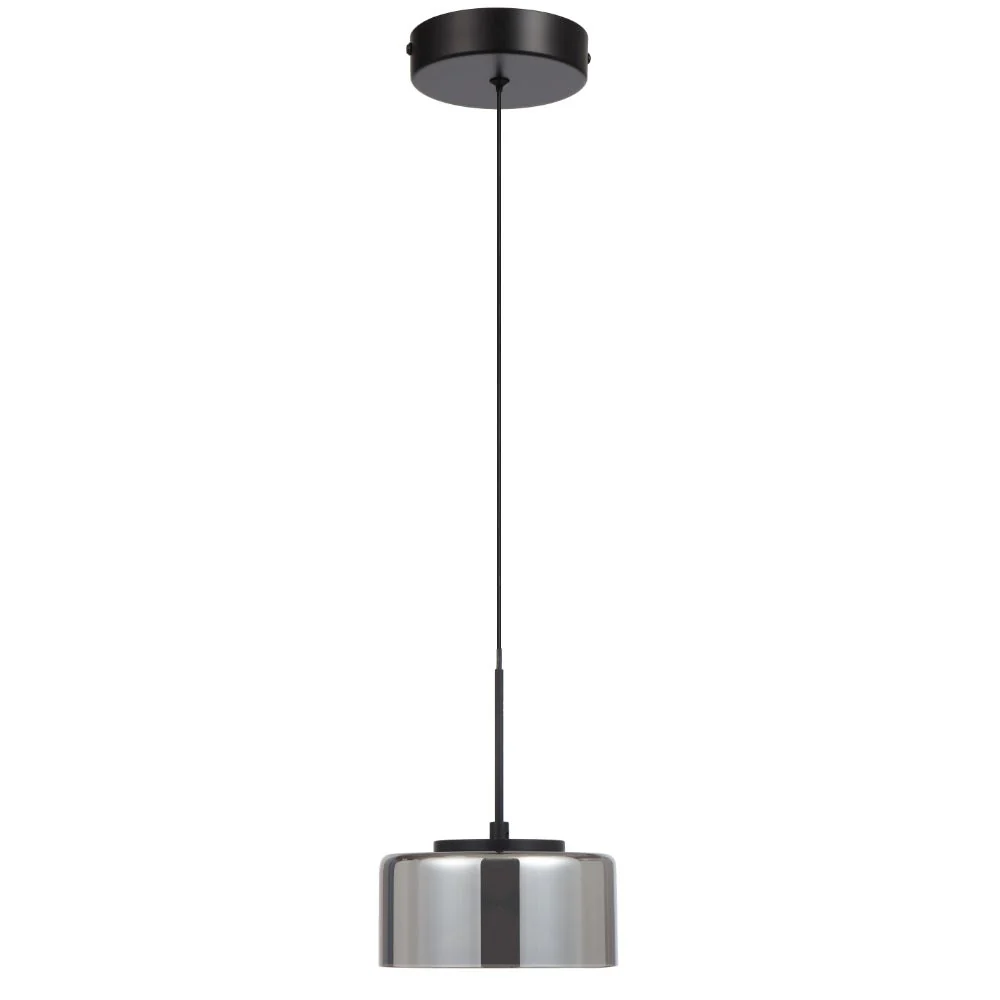 Telbix Cedro 1 Light Pendant Black/Smoke Glass - Image 2