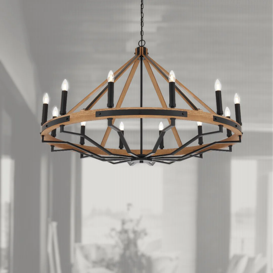 Telbix Darien 12 Light Pendant- Ash Wood