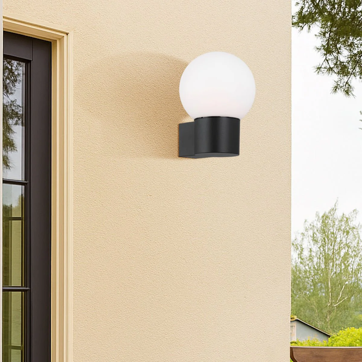 Telbix Gorem Exterior Wall Light Black / Opal Matt - Image 4