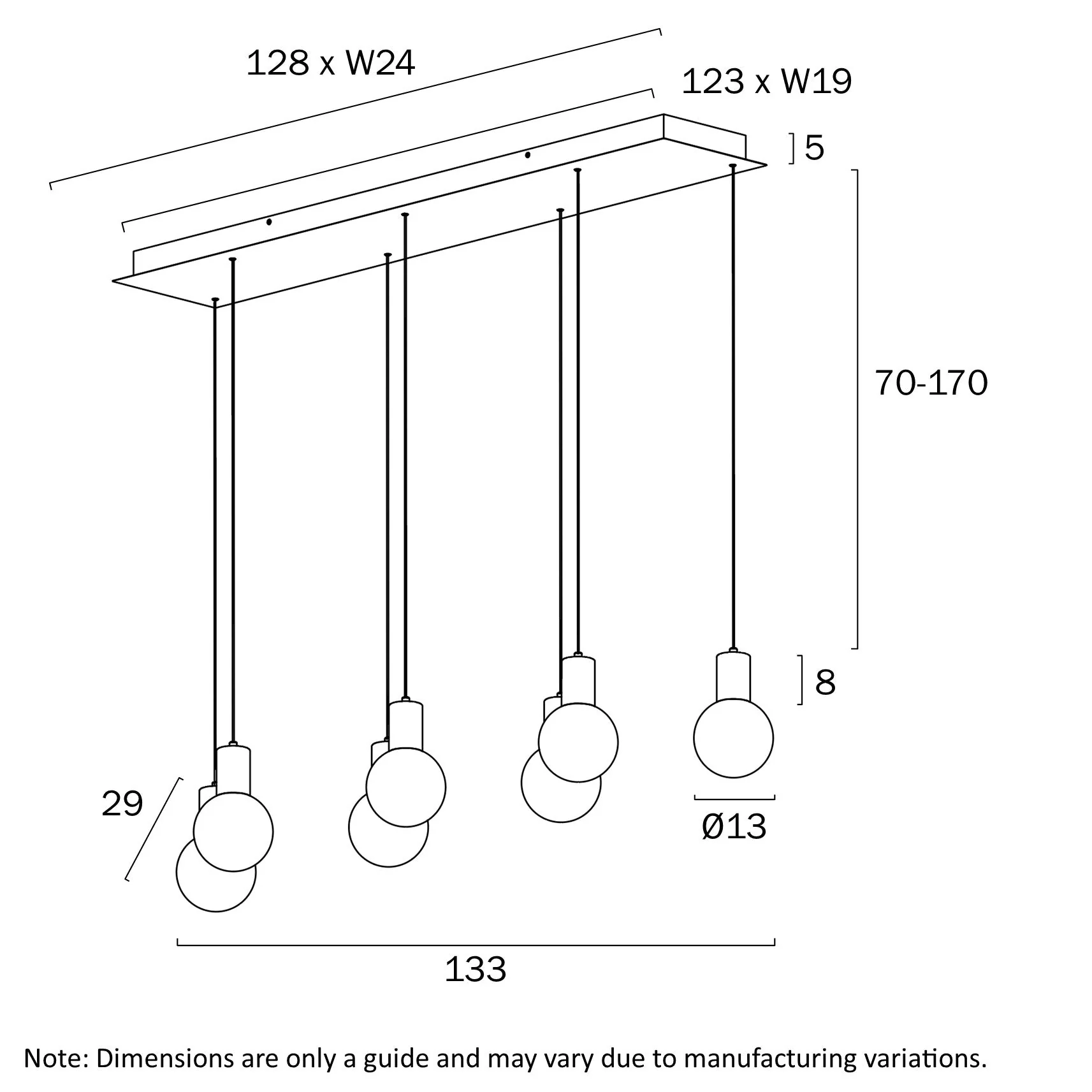 Telbix Invar 7 Light Bar Pendant - Image 2
