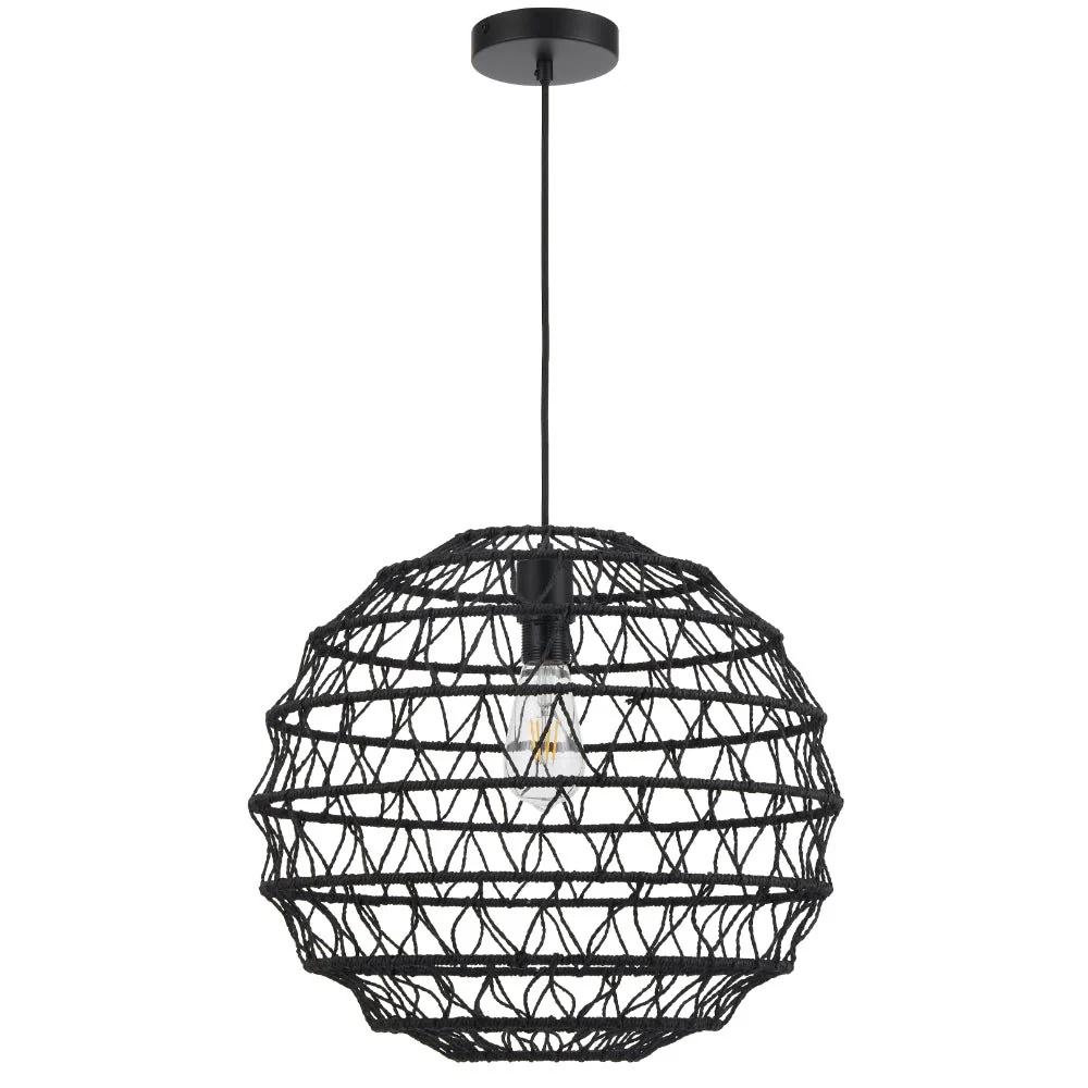 Telbix Ivalo Pendant Light in Black or Natural Colors 45CM 60CM