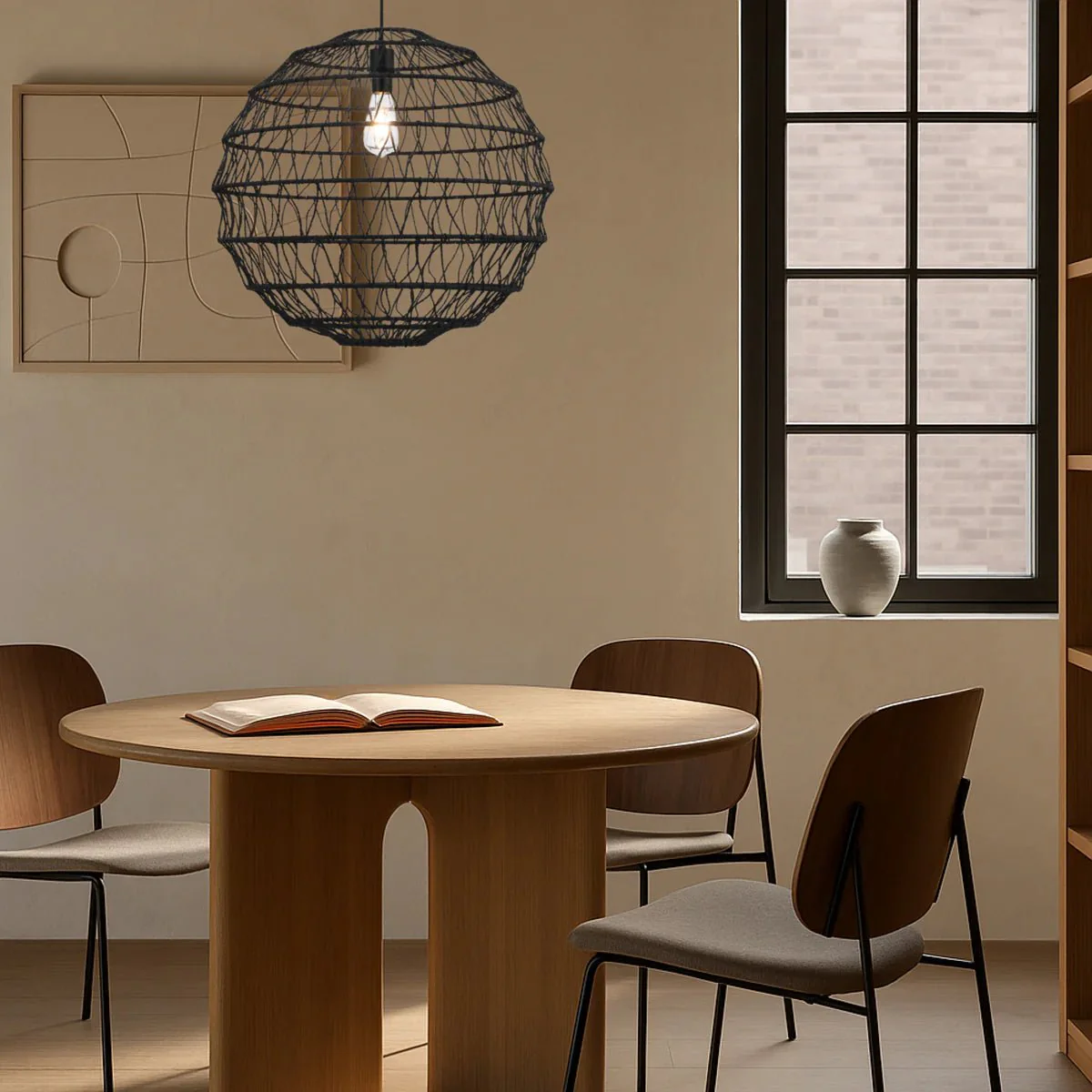 Telbix Ivalo Pendant Light in Black or Natural Colors 45CM 60CM - Image 17