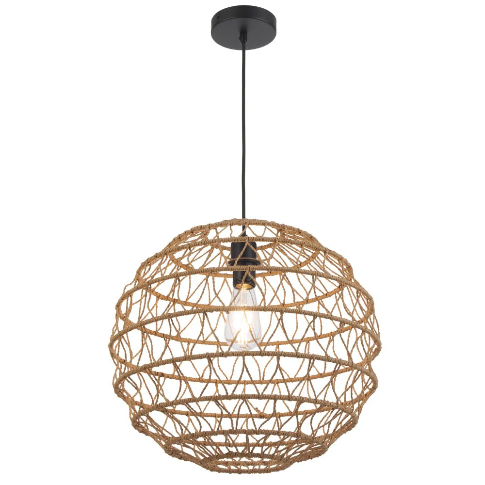 Telbix Ivalo Pendant Light in Black or Natural Colors 45CM 60CM - Image 8