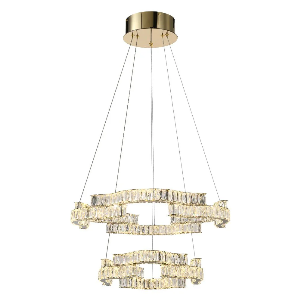 Telbix Jura 2 Tier Crystal Pendant Gold