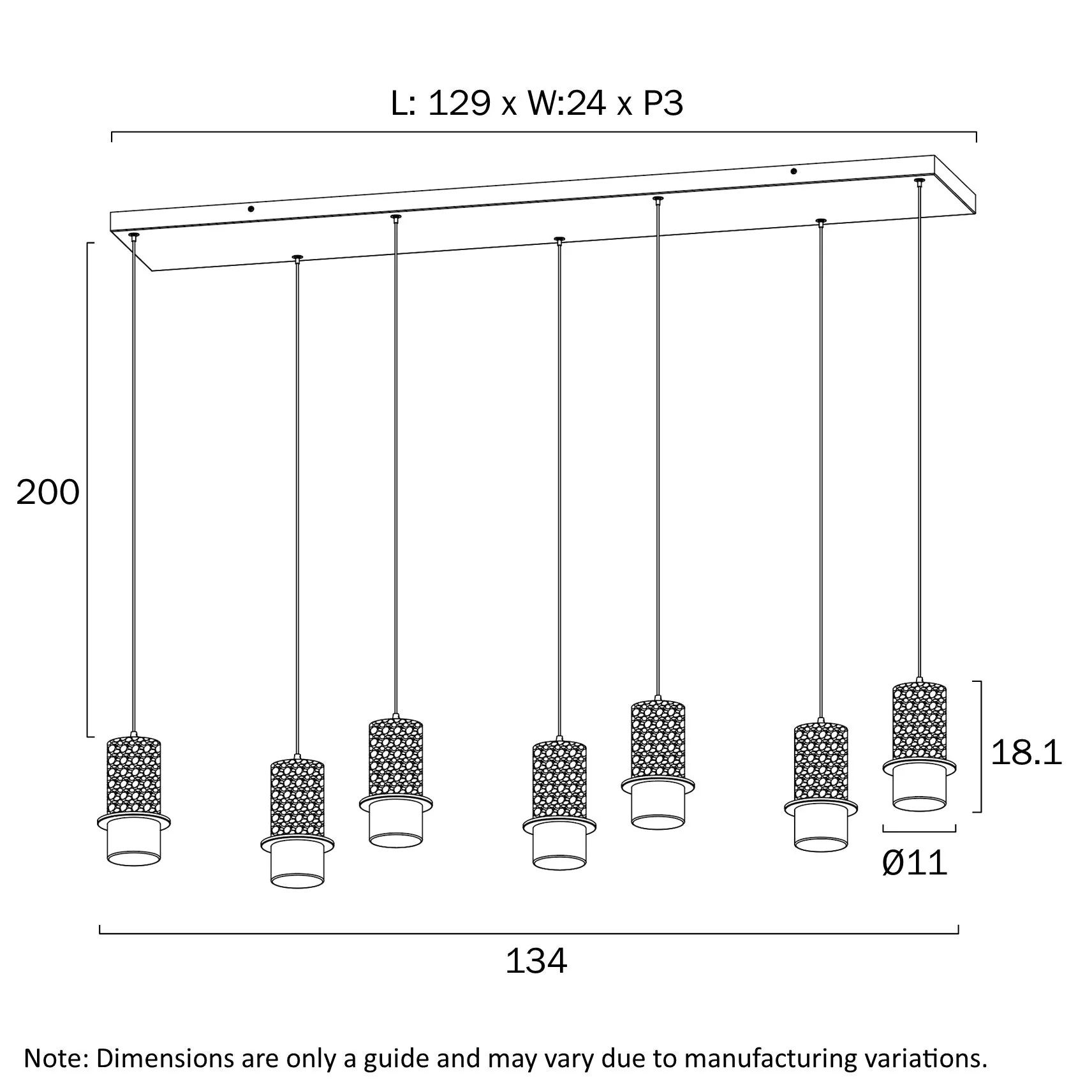 Telbix Kolisa 7 Light Bar Pendant - Image 8