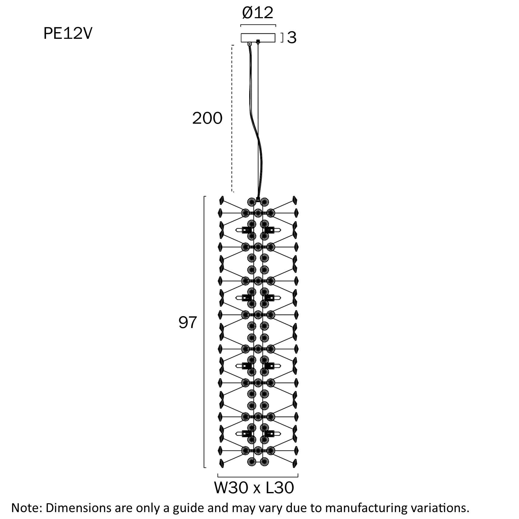 Telbix Lerida 12 Light Rectangular Pendant - Image 2