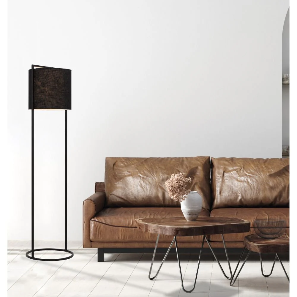 Telbix LOFTUS - Modern-Industrial Boxed Iron & Linen Floor Lamp - Image 8