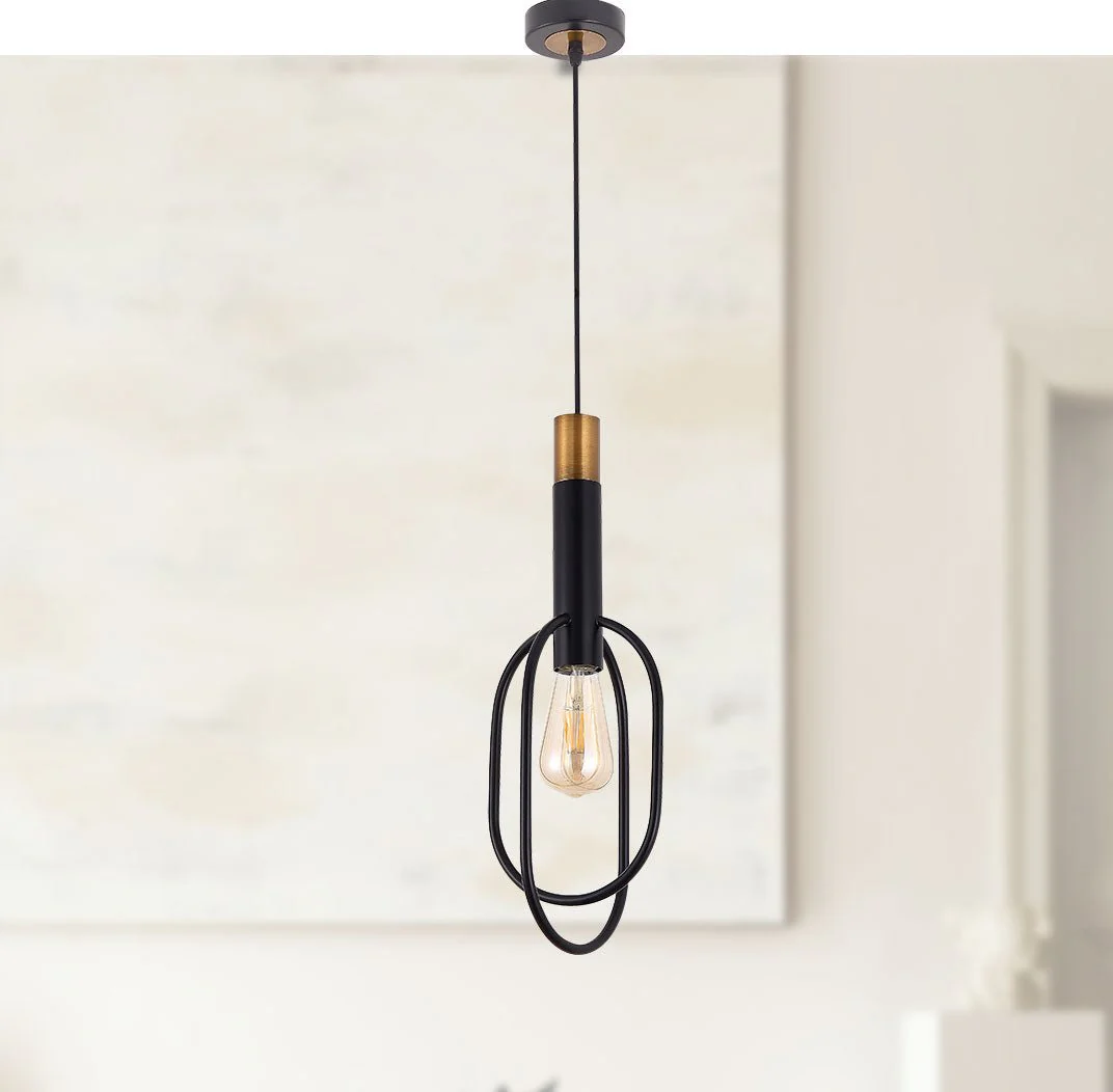 Telbix  Marvin 1 Lt Pendant Oval - Black Gold