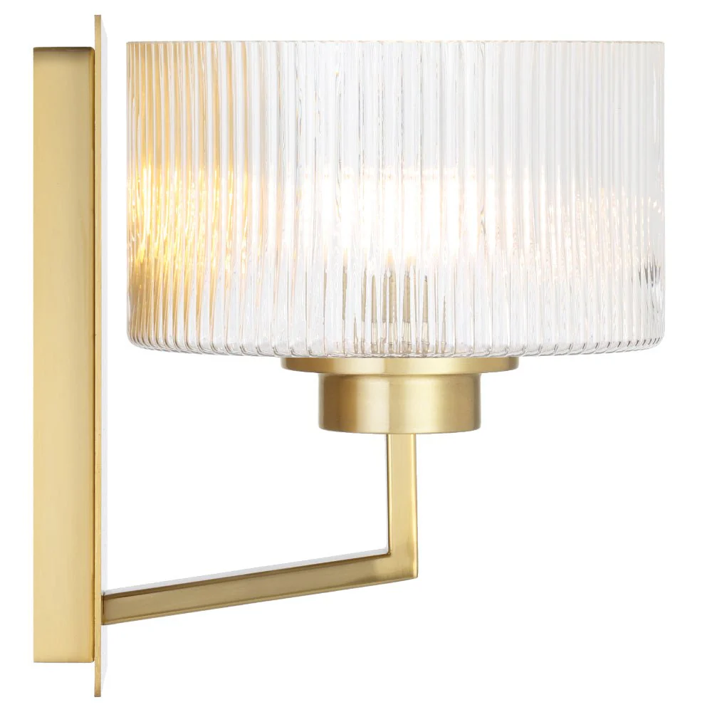 Telbix Moreno II Wall Light with Ribbed Glass Shades Available in Antique Gold, Black & Antique Silver - Image 10