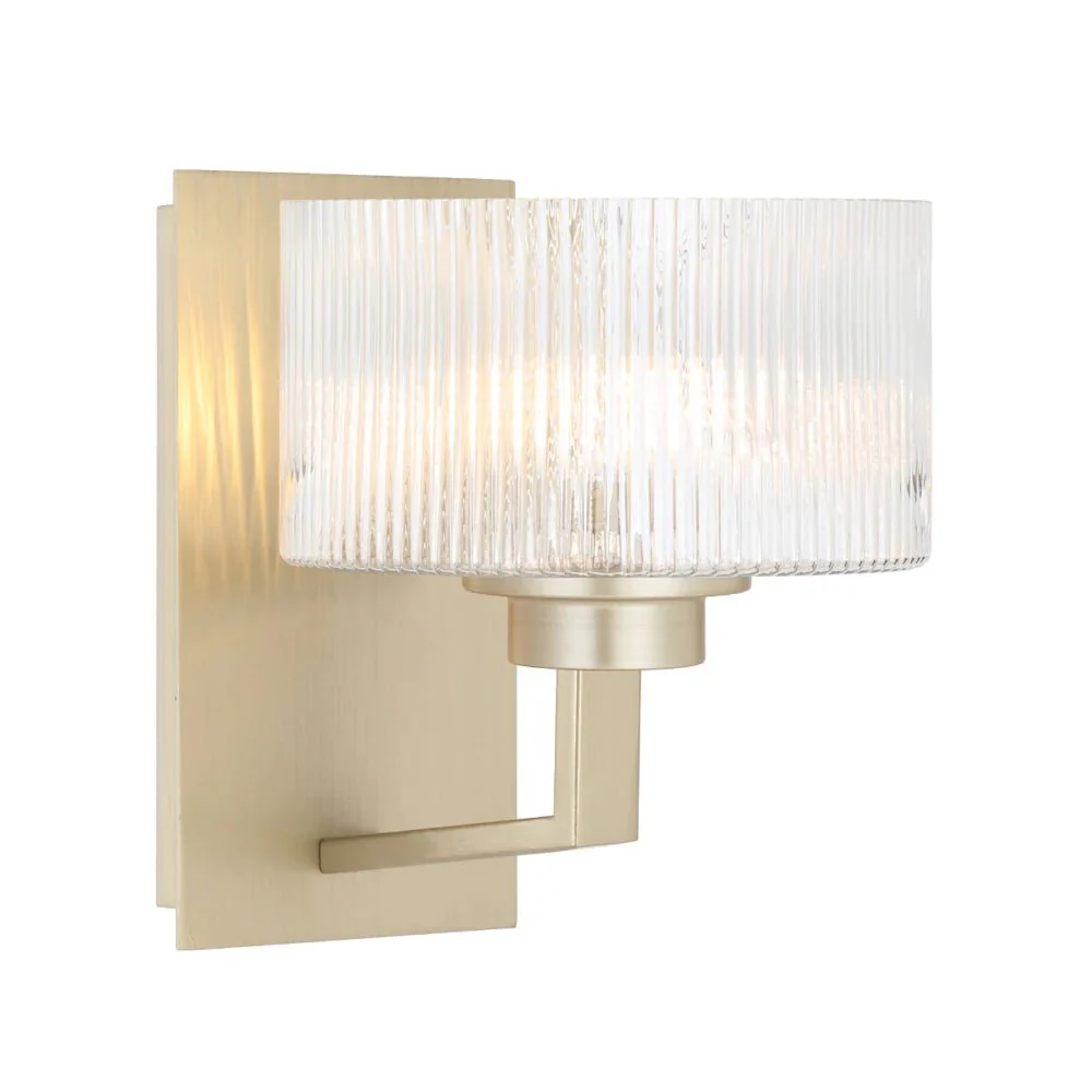 Telbix Moreno II Wall Light with Ribbed Glass Shades Available in Antique Gold, Black & Antique Silver - Image 3