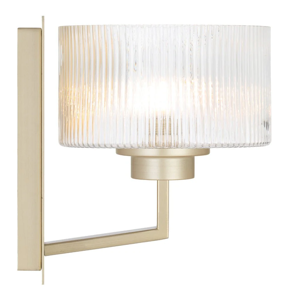 Telbix Moreno II Wall Light with Ribbed Glass Shades Available in Antique Gold, Black & Antique Silver - Image 5