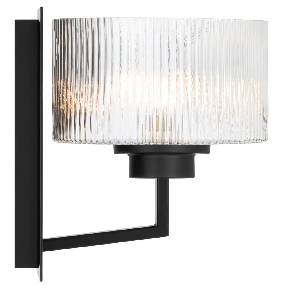 Telbix Moreno II Wall Light with Ribbed Glass Shades Available in Antique Gold, Black & Antique Silver - Image 8