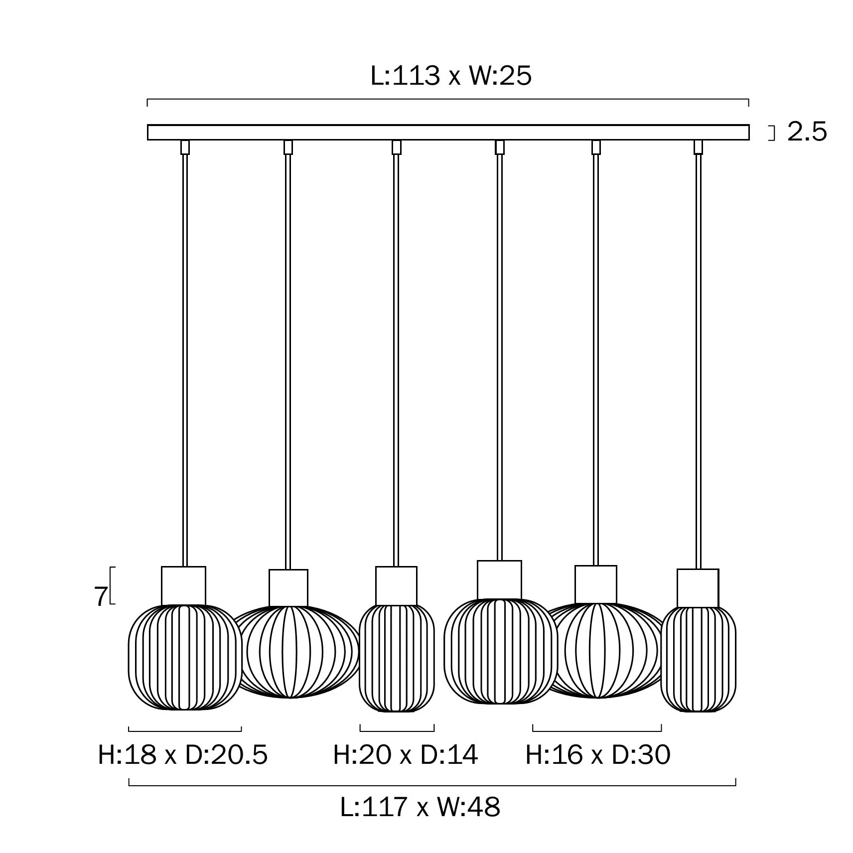 Telbix Nori 6 Lights Pendant - Black Opal Matt - Image 3