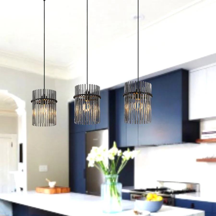 Telbix Quilo 3 Light Pendant- Black