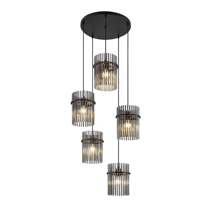 Telbix Quilo 5 Light Pendant- Black - Image 2