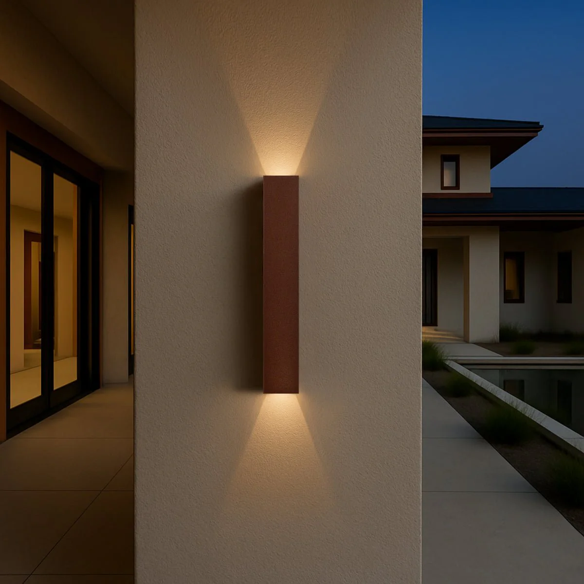 Telbix Ryland Exterior LED Up / Down Wall Light in Brass, Black and Rust - Image 8