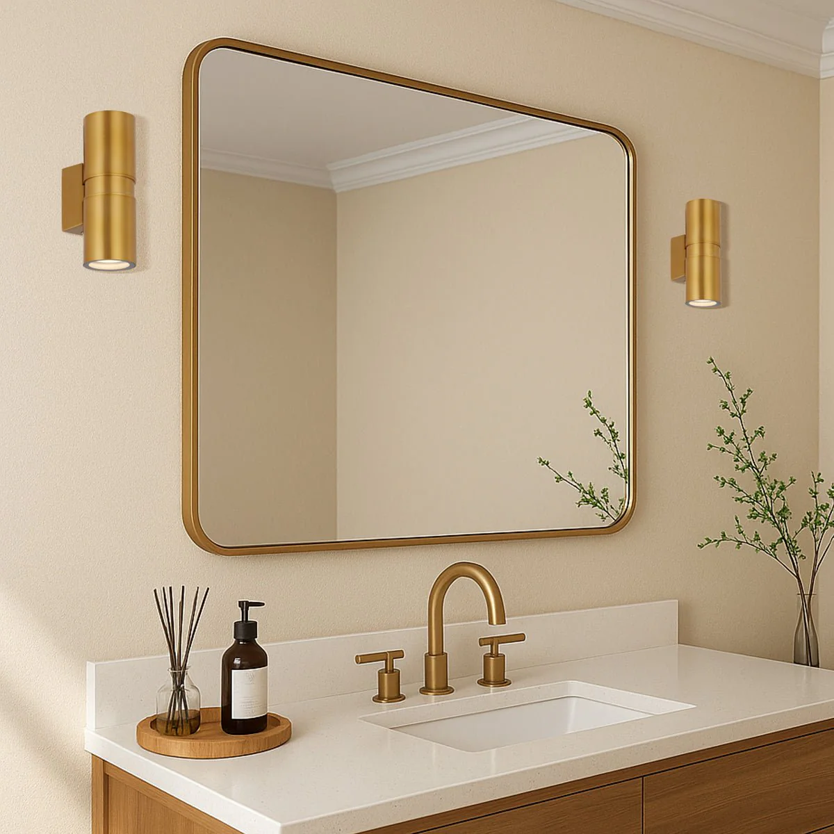 Telbix Sarnel Exterior Up/Down Wall Light in Rust or Brass - Image 4