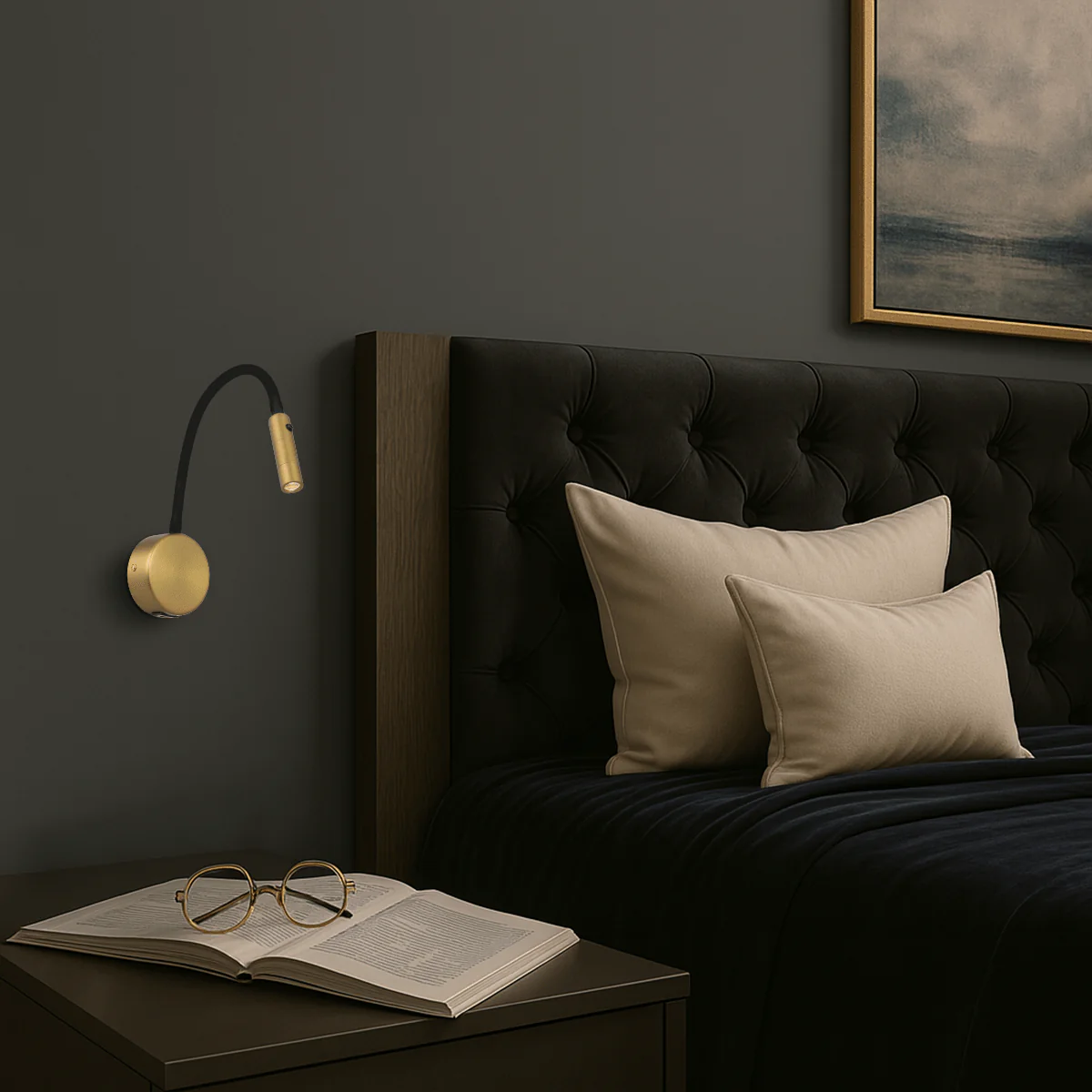 Telbix Solio LED Interior Wall Light with Flexible Arm and Head in Black, Nickel, White & Antique Brass - Image 12