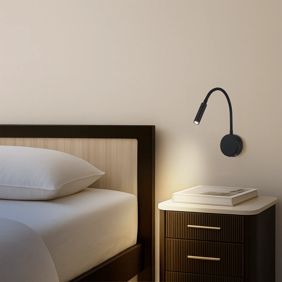 Telbix Solio LED Interior Wall Light with Flexible Arm and Head in Black, Nickel, White & Antique Brass - Image 7