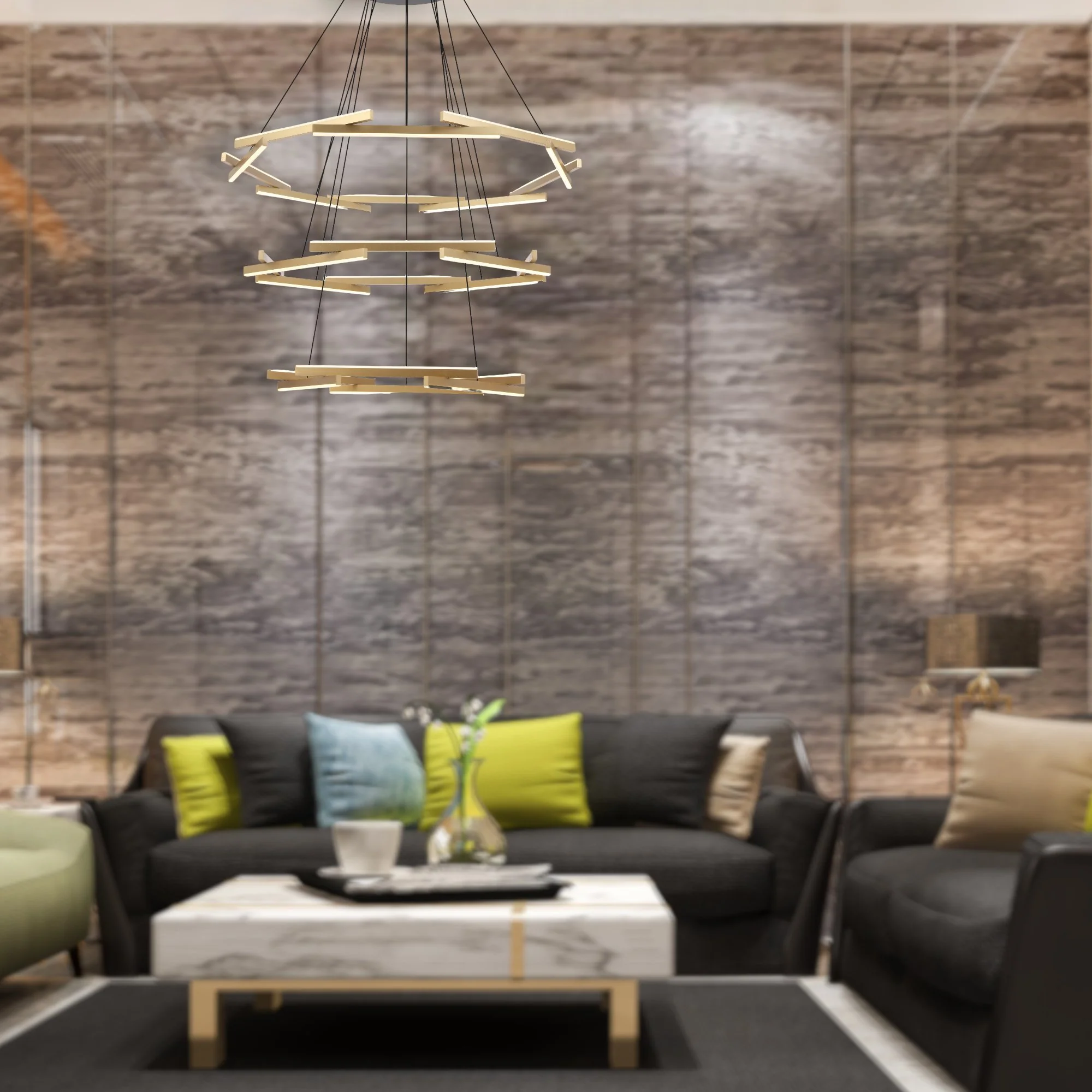 Telbix Tarson 3 Tier LED Pendant Black-Gold TARSON PE3T-BKGD - Image 3