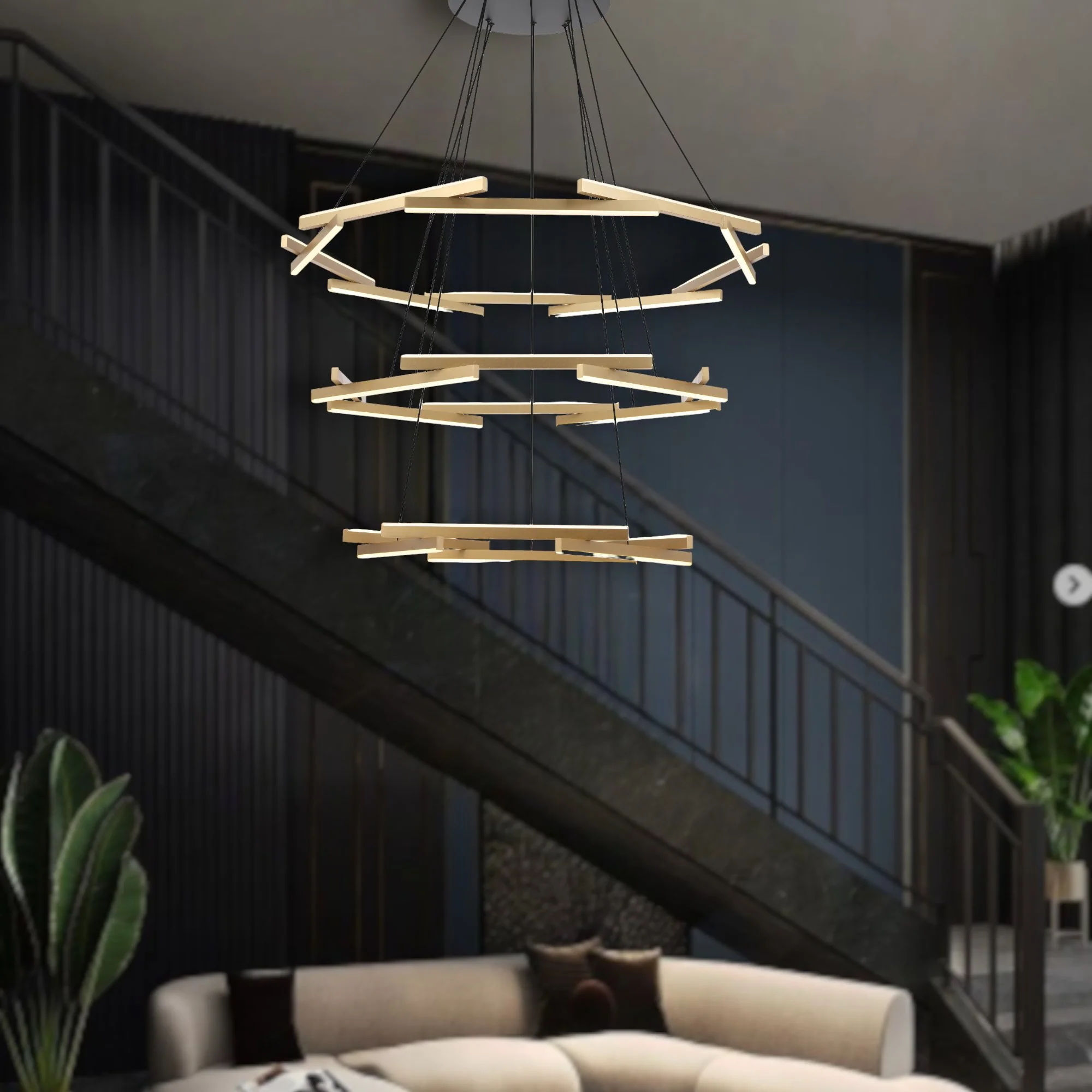 Telbix Tarson 3 Tier LED Pendant Black-Gold TARSON PE3T-BKGD - Image 4
