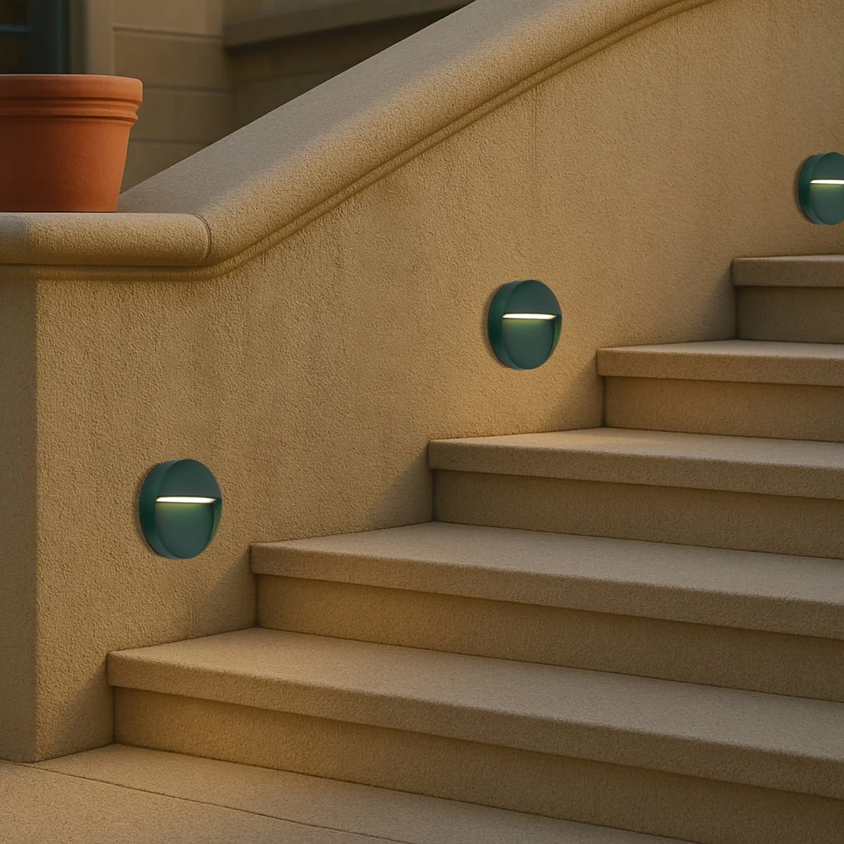 Telbix Terin Square or Round LED Step Wall Light in Black, Verde Green and White - Image 25