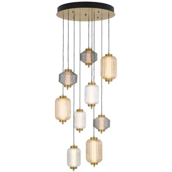 Telbix Torso 9 Light LED Pendant Brass TORSO PE9-BRS