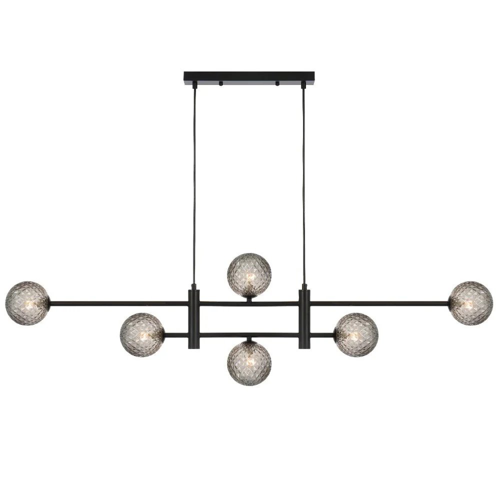 Telbix Tyson 6 Light Pendant Black TYSON PE06-BKSMT