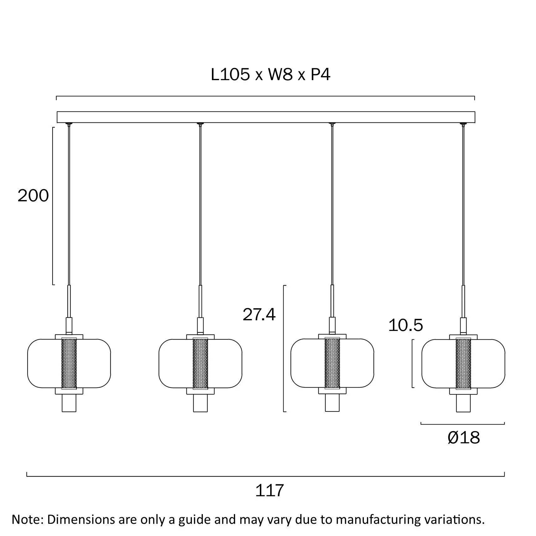 Telbix Volen 4 Light Bar Pendant - Image 3