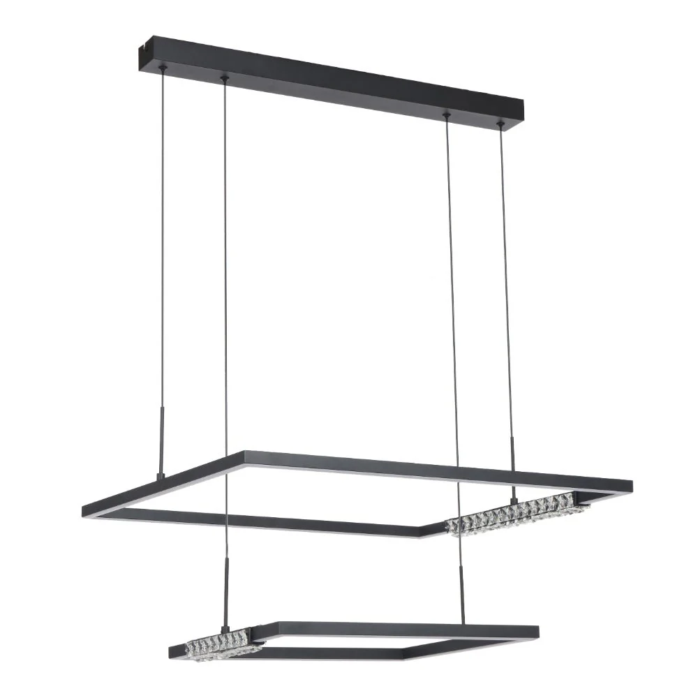 Telbix Zafra 2 Tier Pendant Black Sand / Crystal