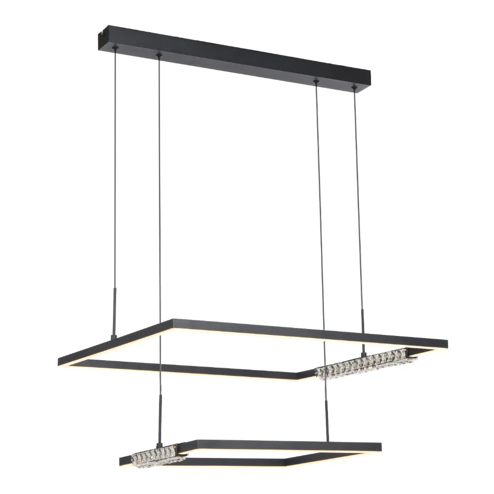 Telbix Zafra 2 Tier Pendant Black Sand / Crystal - Image 2