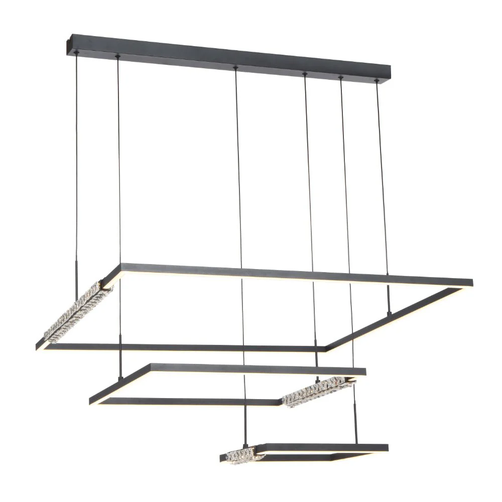 Telbix Zafra 3 Tier Pendant Light in Black Sand/Crystal - Image 2