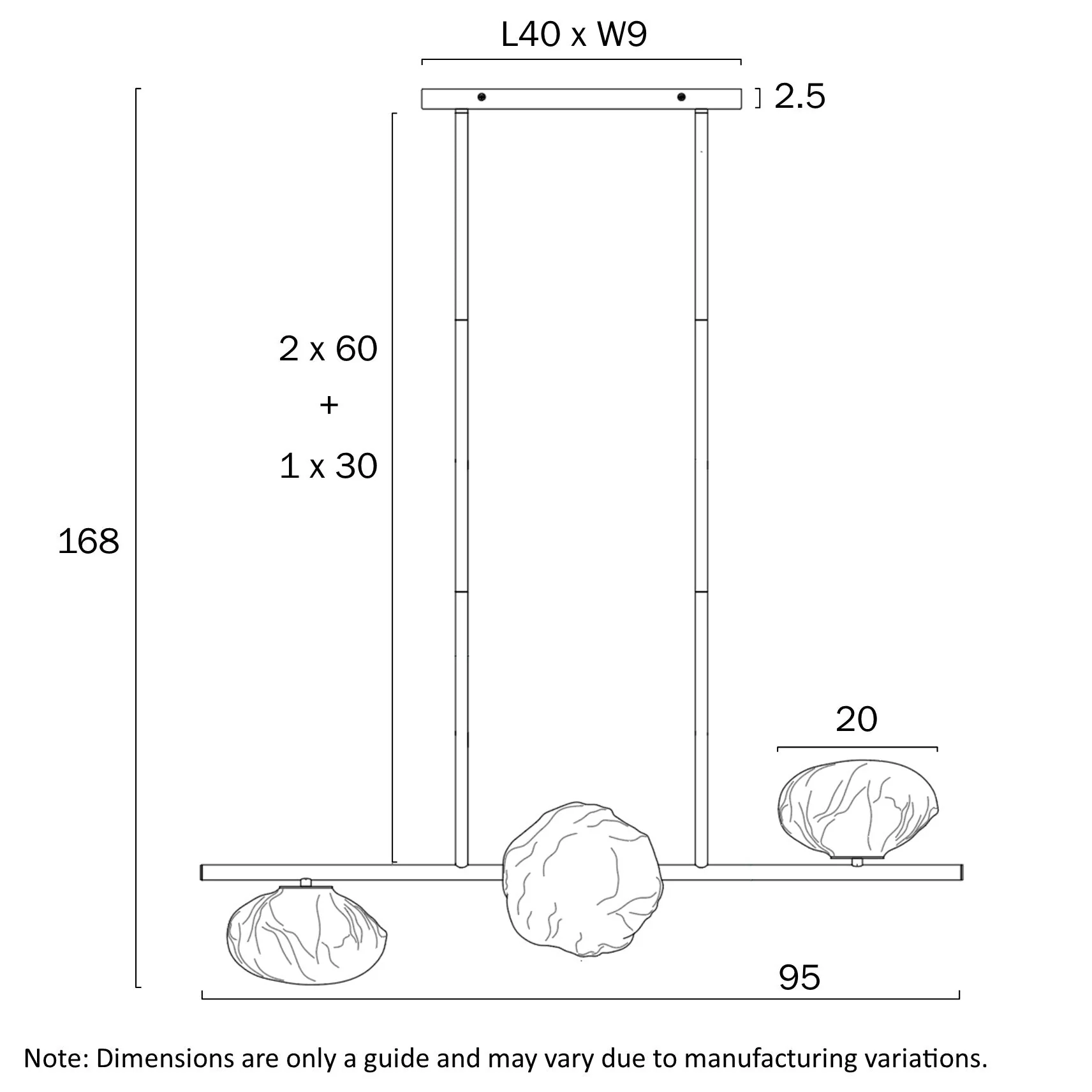 Telbix Zecca 3 Light Horizontal Pendant - Image 8
