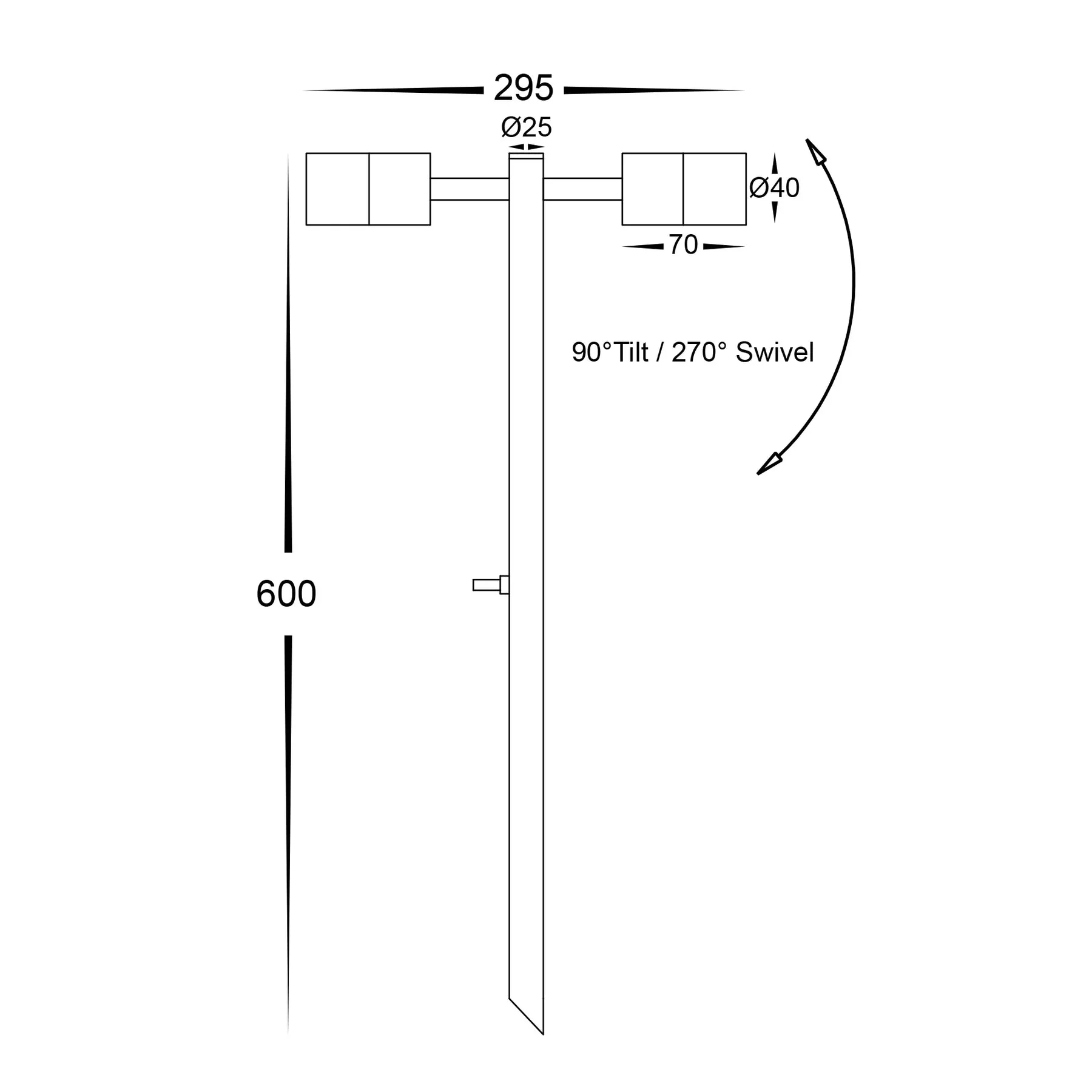 Mini Tivah Double Adjustable LED Bollard Spike Light MR11 Black Havit Lighting - HV1425MR11NW - Image 2