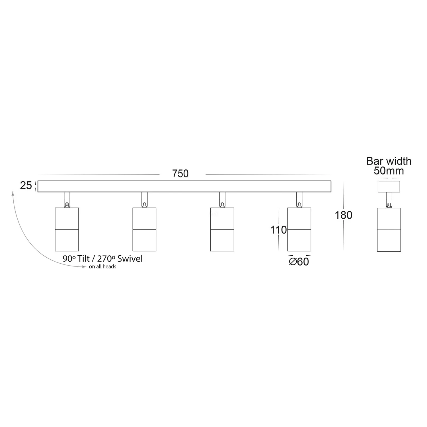 Tivah LED Ceiling Bar Light CCT 4Lt in BLK/WHT/TTM Havit Lighting - HV4001T-4 - Image 4