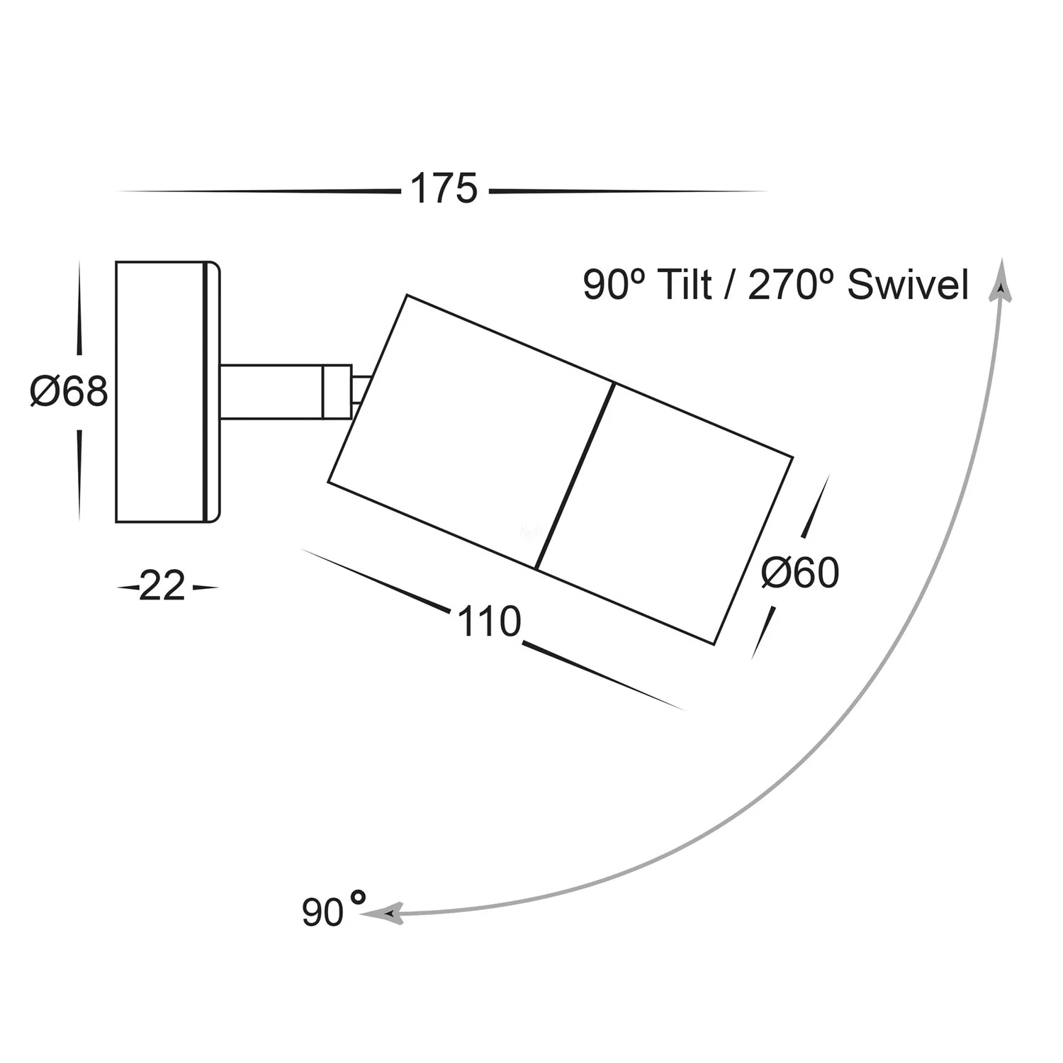Tivah Mini Single Adjustable LED Wall Light in Aluminium Black Havit Light - HV1227MR11NW - Image 2