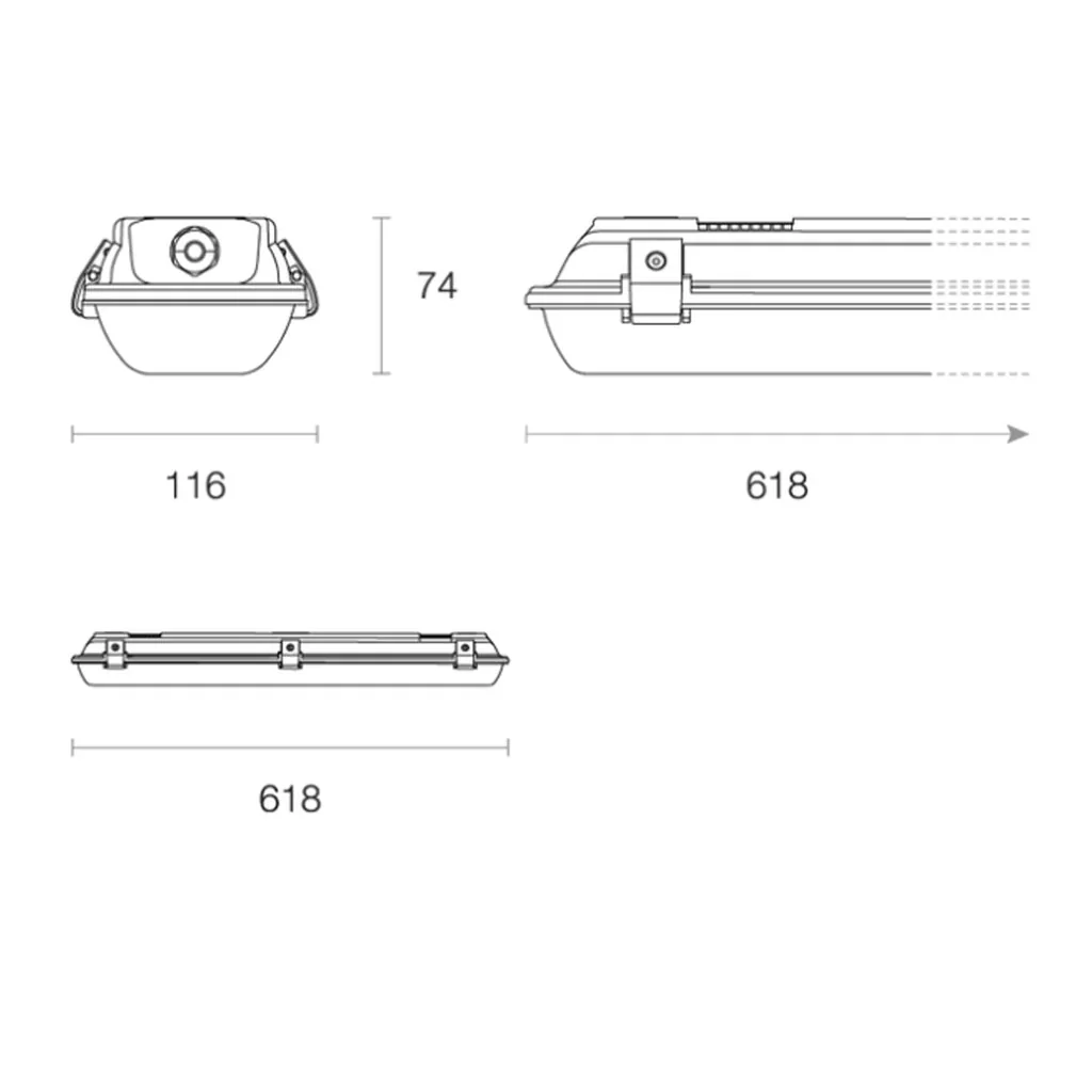 Triled Batten Light in 618mm x 116mm - Image 2