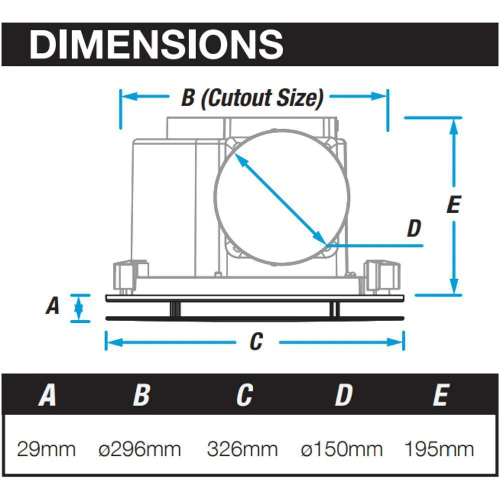 Ventair AIRBUS-300 - Ultimate Air Extraction Low Profile - Square or Round - Exhaust Fan - - Image 4