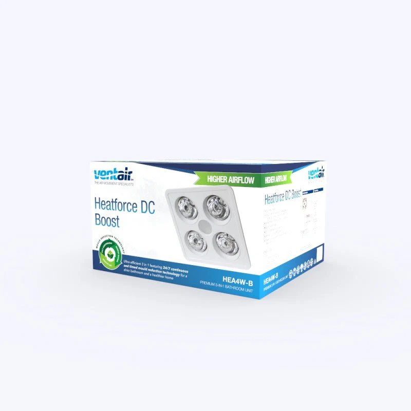 Ventair Heatforce DC 4 Bathroom 3-in-1 Heat, Light & Exhaust Fan with Boost | White - Image 3